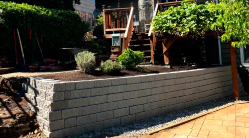retaining wall outside a house